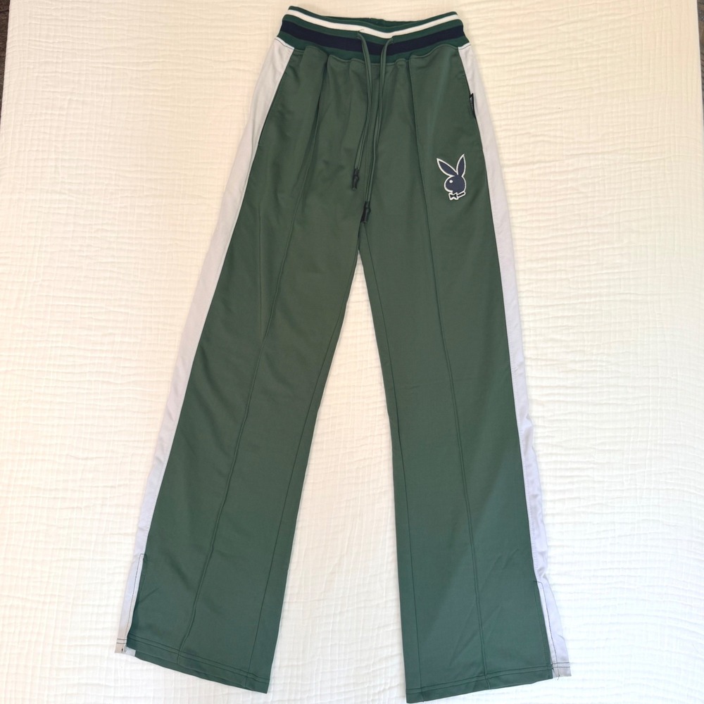 Missguided Playboy Pants Wide Leg Track Y2K 2000s Size 8 Sweatpants Jogger